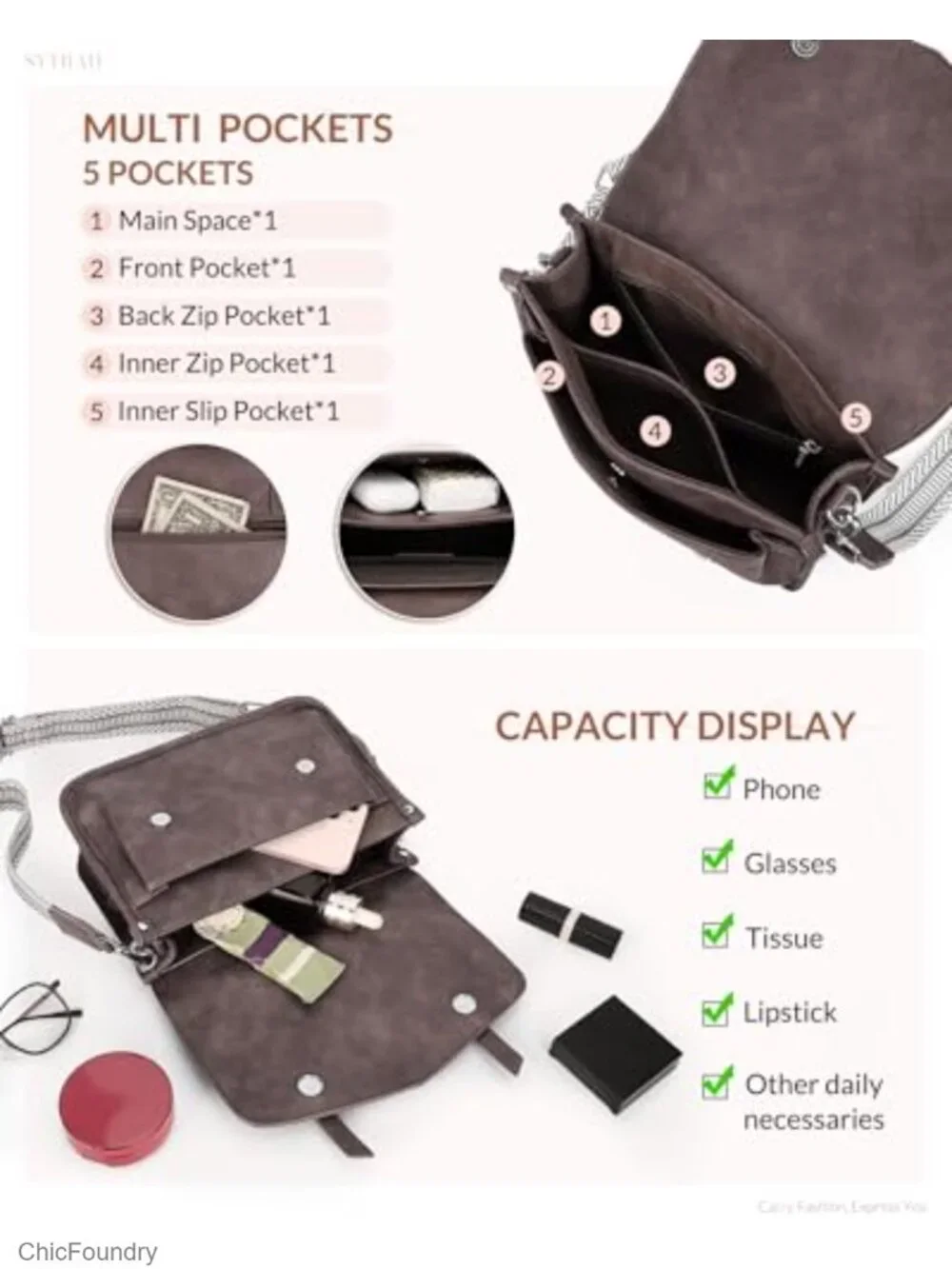 Women's Crossbody Bag Soft Faux Leather Shoulder Handbag Purse